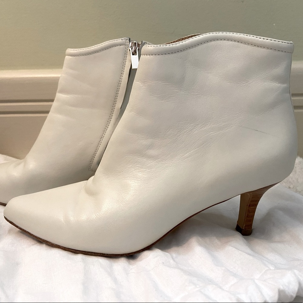 JOIE white ankle leather boots